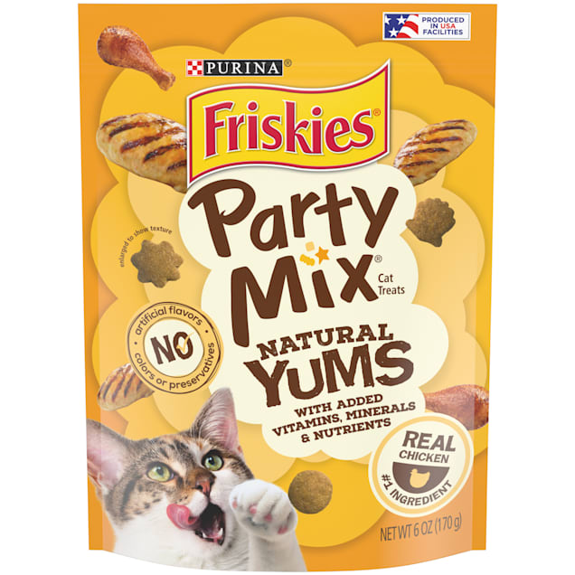 Purina Friskies Party Mix Natural Yums With Real Chicken & Vitamins, Minerals & Nutrients Cat Treats, 6 oz. - Carousel image #1