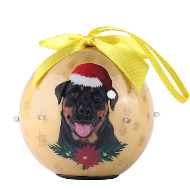 CueCuePet Rottweiler Dog Collection Twinkling Lights Christmas Ball Ornament, Medium - Carousel image #1