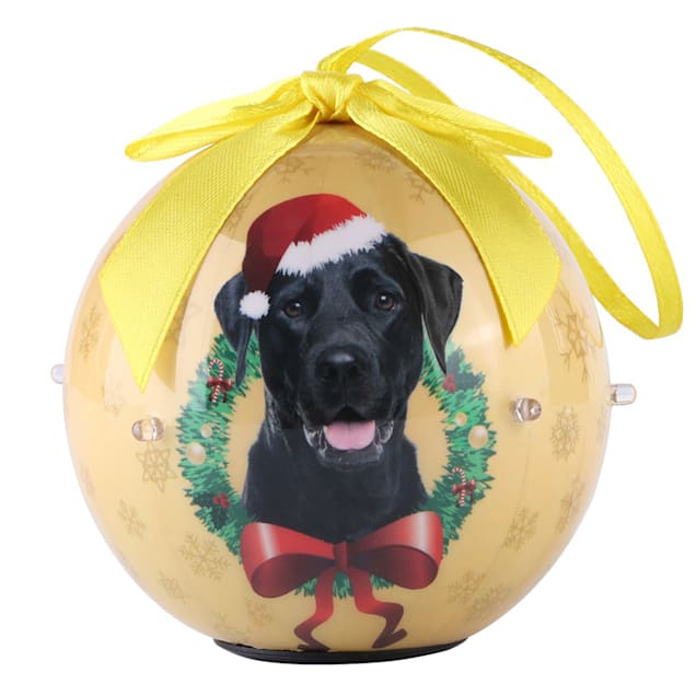 CueCuePet Black Labrador Dog Collection Twinkling Lights Christmas Ball Ornament, Medium - Carousel image #1
