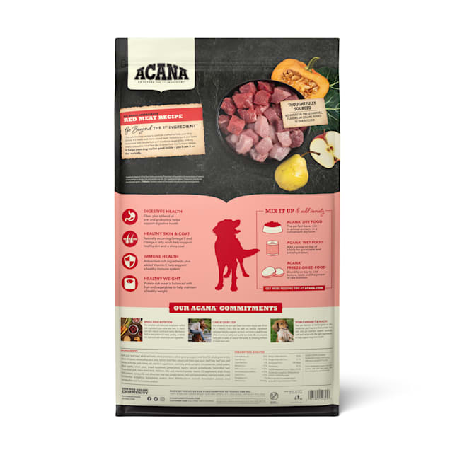 ACANA Grain-Free Red Meat Ranch-Raised Beef Yorkshire Pork Grass-Fed Lamb  Dry Dog Food, 25 lbs.