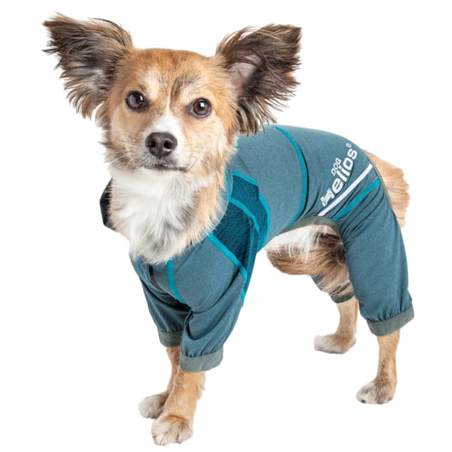 Dog Helios 'Namastail' Lightweight 4-Way Stretch Breathable Full Bodied Performance Yoga Dog Hoodie Tracksuit - Blue - Medium