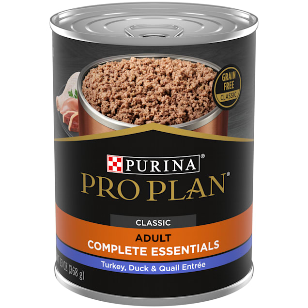 Purina Pro Plan COMPLETE ESSENTIALS Grain Free, High Protein Turkey, Duck & Quail Entree Wet Dog Food, 13 oz., Case of 12 - Carousel image #1