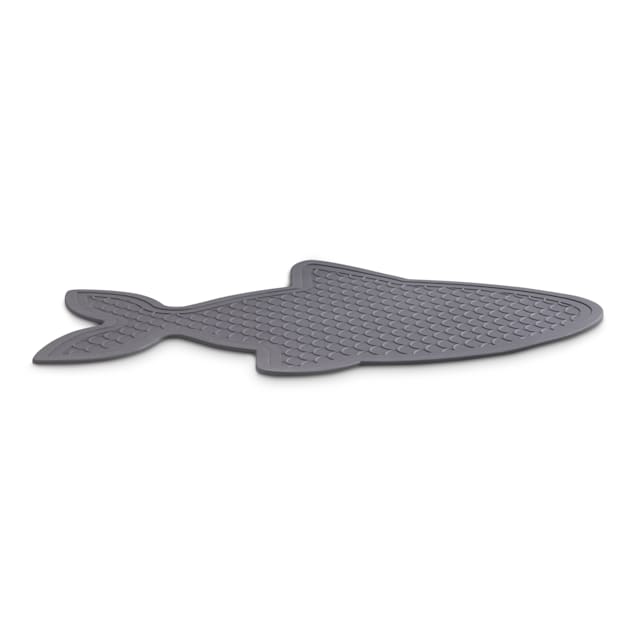 Shop Bella Spillproof Fish-Shaped Mat for Cats - Green