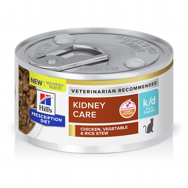 Hill's Prescription Diet k/d Kidney Care Early Support Chicken, Vegetable & Rice Stew Canned Cat Food, 2.9 oz., Case of 24 - Carousel image #1