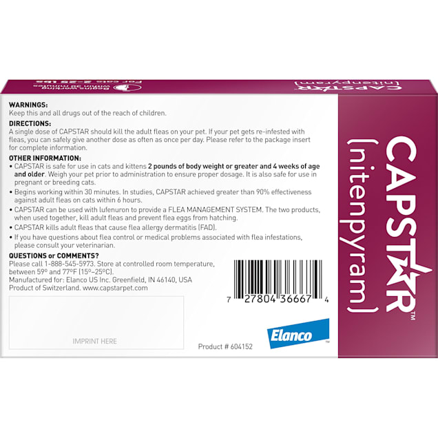 Capstar Flea Tablets For Cats 2 25 Lbs Count Of 6 Petco