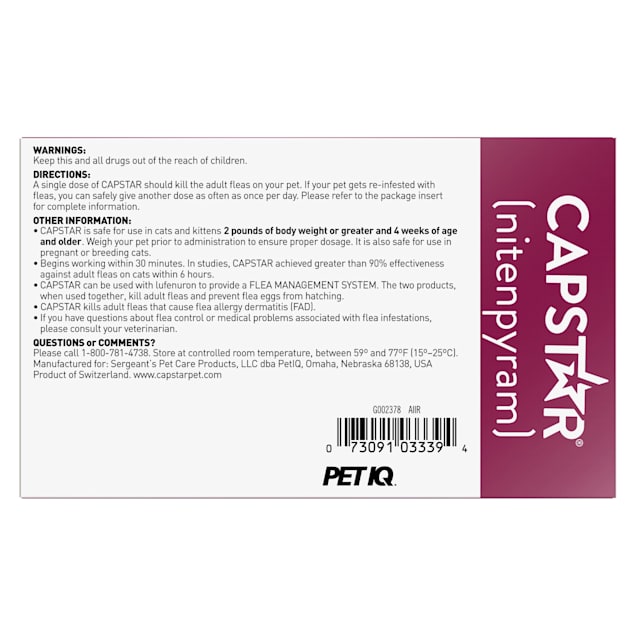 Capstar flea treatment hot sale