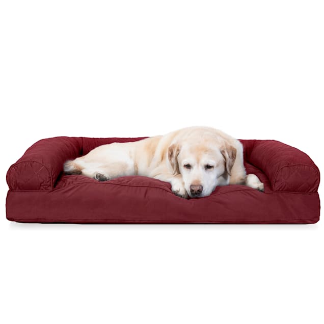 FurHaven Quilted Pillow Sofa Dog Bed, 44" L x 35" W, Wine Red Petco