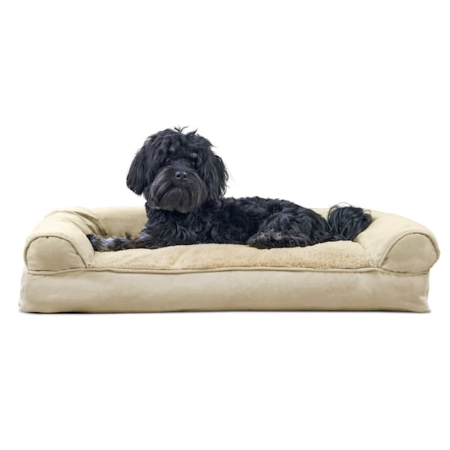 FurHaven Plush & Suede Pillow Sofa Dog Bed, 30" L x 20" W, Clay Petco