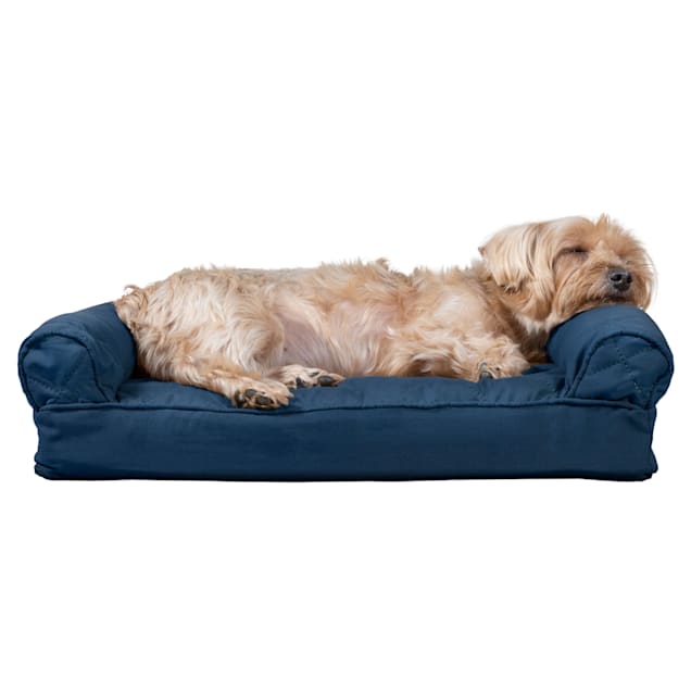 FurHaven Quilted Pillow Sofa Dog Bed Navy, 20" L x 15" W - Carousel image #1