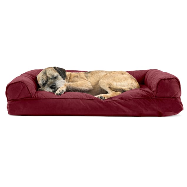 FurHaven Quilted Pillow Sofa Dog Bed, 30" L x 20" W, Wine Red Petco