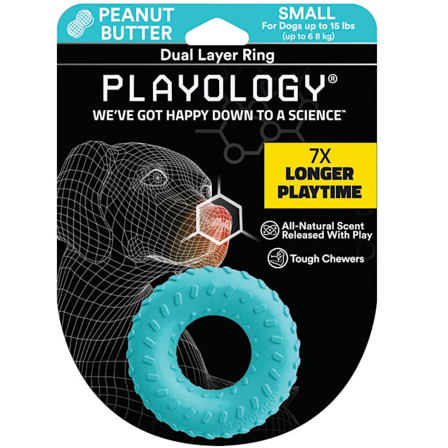 Playology Dual Layer Ring Peanut Butter Dog Toy, Small - Carousel image #1