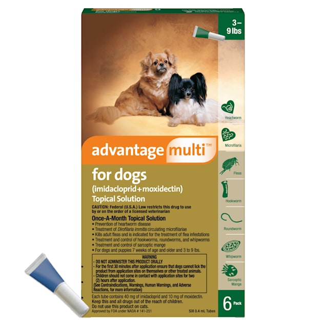 Advantage Multi Topical Solution for Dogs 3 to 9 lbs, 6 Month Supply - Carousel image #1
