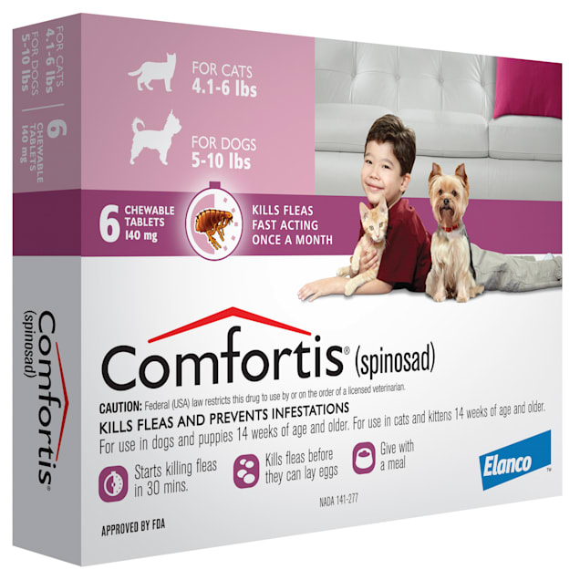 Comfortis Chewables for Dogs 5 to 10 lbs. and Cats 4.1 to 6 lbs, 6 Month Supply - Carousel image #1