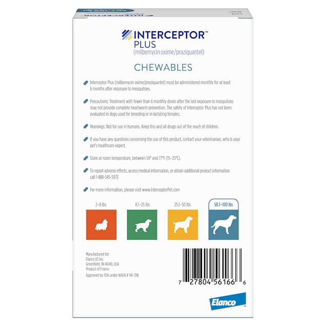 Interceptor Plus Chewables for Dogs 50 to 100 lbs. 6 Month Supply