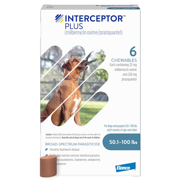 Interceptor Plus Chewables for Dogs 50 to 100 lbs., 6 Month Supply - Carousel image #1