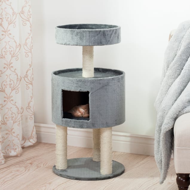 PETMAKER Kitty Cat Condo Grey with Overhead Balcony 17.5 L X 17.5 W X 35 H