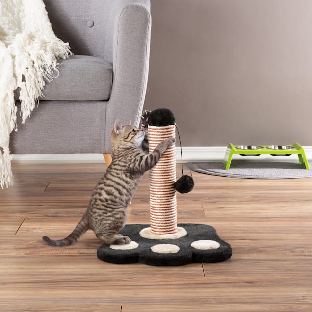 PETMAKER Cat Scratching Post with Sisal Rope, Paw Shaped Base and Hanging  Toy Ball, 13 L X 13 W X 15 H