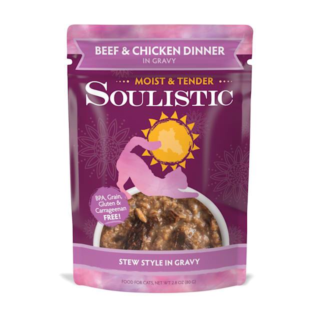 Soulistic Moist & Tender Beef and Chicken Dinner in Gravy Wet Cat Food, 2.8 oz., Case of 8 - Carousel image #1