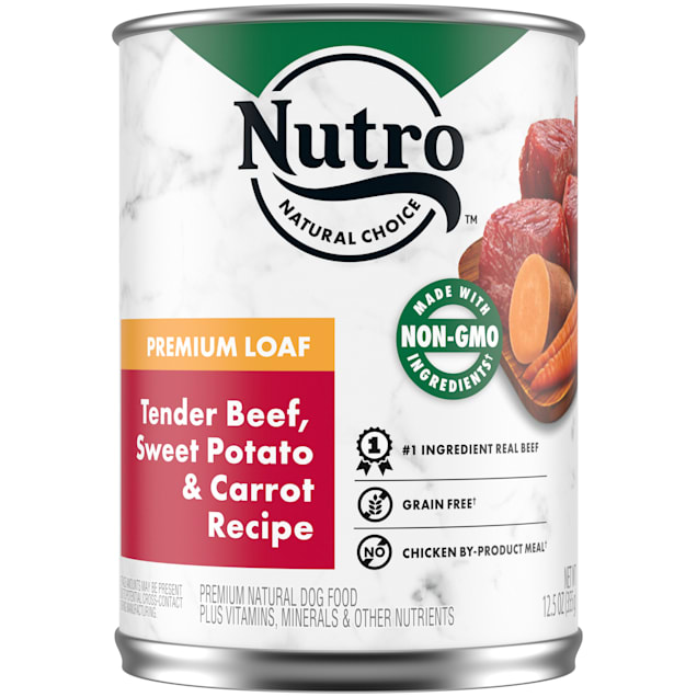 Nutro Premium Loaf Tender Beef Sweet Potato Carrot Recipe Adult Canned Wet Dog Food 12.5