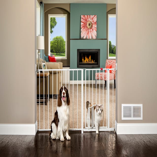 Carlson Extra Tall Walk-Thru Pet Gate With Pet Door, White