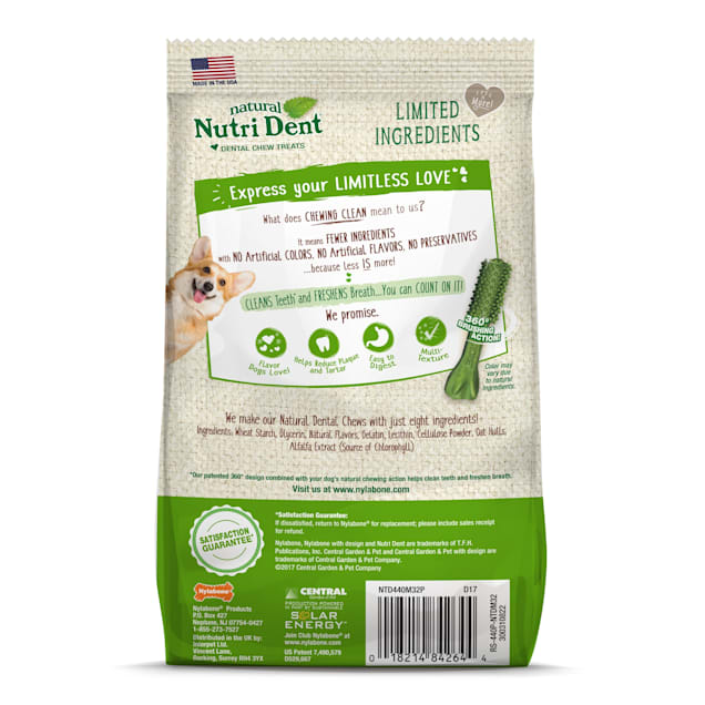 Nylabone Natural Limited Ingredients Nutri Dent Fresh Breath Dental Chews Mini 32 Count