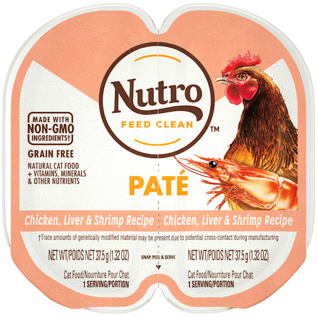 Nutro Perfect Portions Grain Free Natural Pate Real Chicken Liver & Shrimp Recipe Adult Wet Cat Food, 2.6 oz., Case of 24 - Carousel image #1