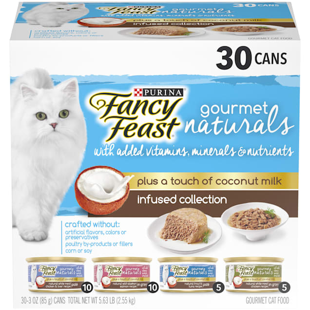 Fancy Feast Gourmet Naturals Plus Coconut Milk Infused Collection Gravy Wet Cat Food Variety Pack, 3 oz., Count of 30 - Carousel image #1