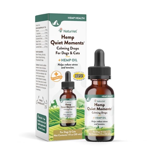 NaturVet Hemp Quiet Moments Calming Drops Hemp Oil for Dogs & Cats, 1 fl. oz. on Sale At PETCO