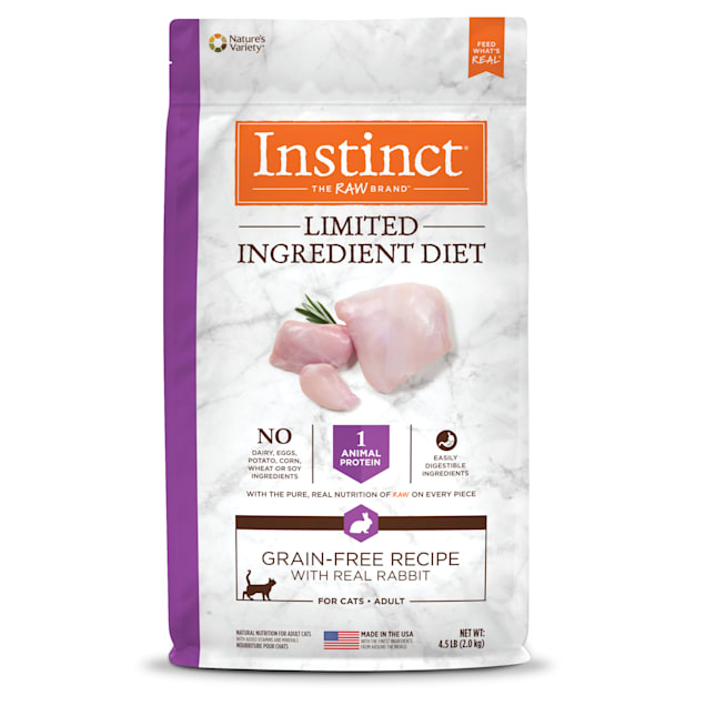 Instinct Limited Ingredient Diet Grain-Free Recipe with Real Rabbit Freeze-Dried Raw Coated Dry Cat Food, 4.5 lbs. - Carousel image #1