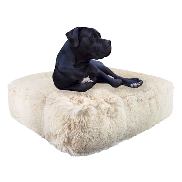 Bessie and Barnie Blondie Ultra Plush Faux Fur Luxury Shag Durable Sicilian Rectangle Pet Bed, 28" L X 24" W X 4" H - Carousel image #1