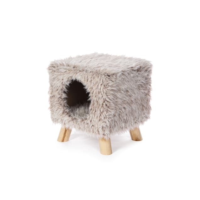 Prevue Pet Products Kitty Power Paws Plush Cozy Cube Frost Tan 7380, 11" H - Carousel image #1
