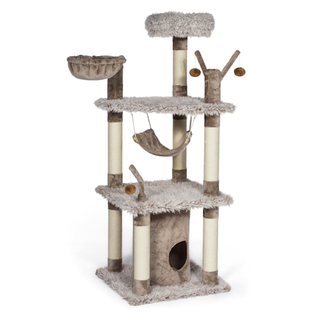 Prevue Pet Products Kitty Power Paws Plush Siberian Mountain in Frost Tan 7313, 10.25" H - Carousel image #1
