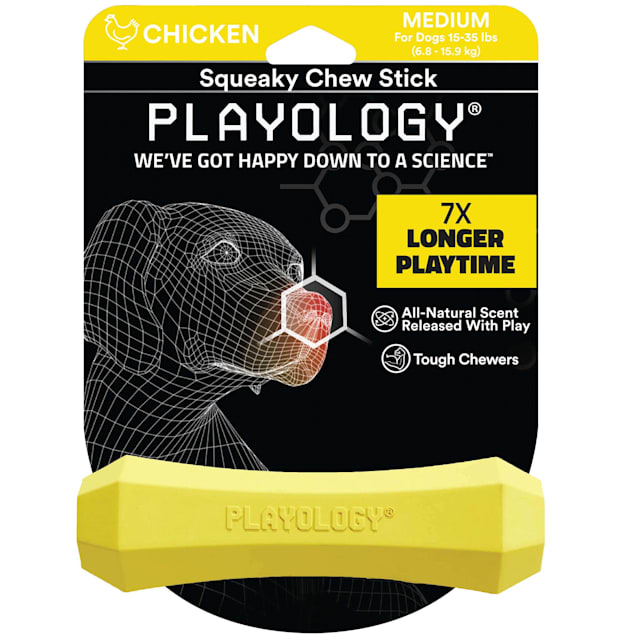 Playology Squeaky Chicken Chew Stick for Dogs, Medium - Carousel image #1