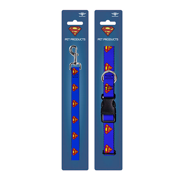 Buckle-Down Superman Blue Collar and Leash Set for Dogs, Small - Carousel image #1