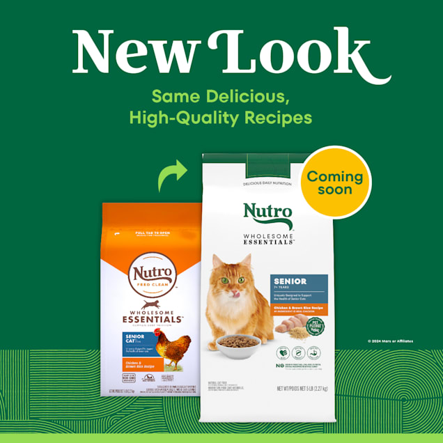 Nutro Wholesome Essentials Natural Senior Cat Chicken Brown Rice Recipe Cat Kibble Dry Cat Food 5 lbs