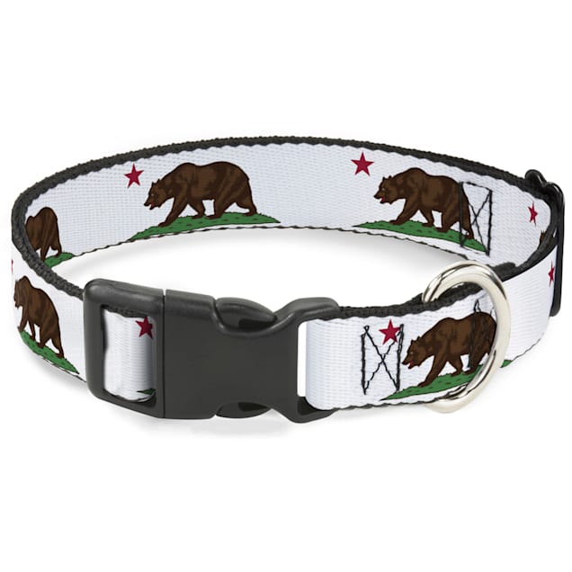 Buckle Down Plastic Clip Collar Cali Bear White 9 15 Inch Neck Petco