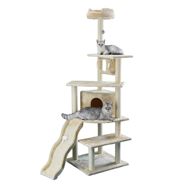 Go Pet Club Beige 70" Cat Tree Condo with Ramp Scratching Board - Carousel image #1