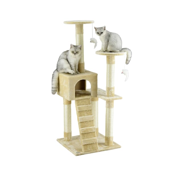 Go Pet Club Beige 52" Cat Tree Condo with Ladder - Carousel image #1