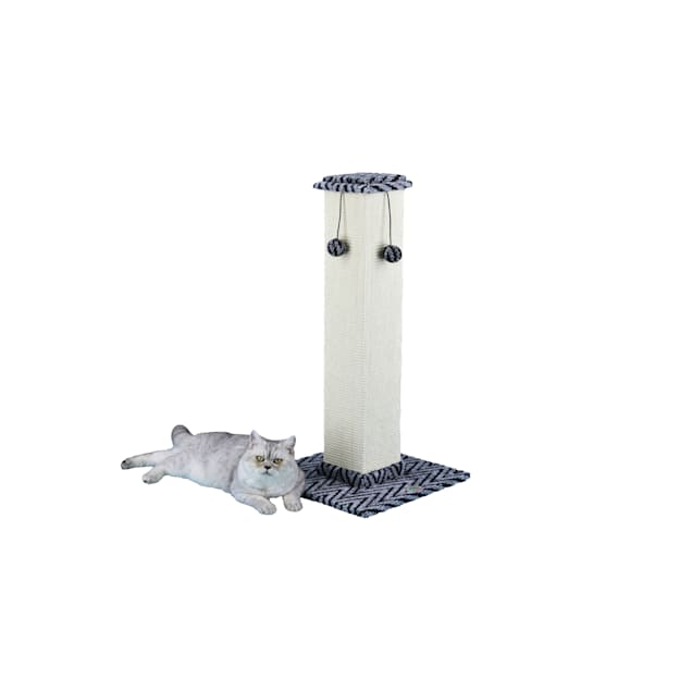 Go Pet Club Grey and Black 35" Cat Scratching Post with Dangling Toys - Carousel image #1