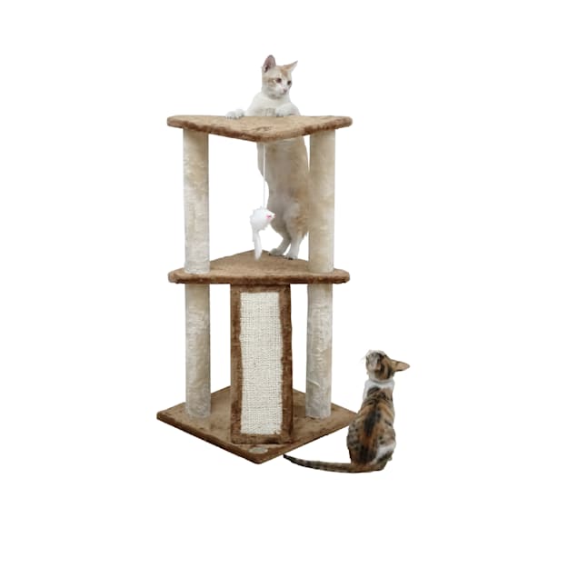 Go Pet Club Beige and Brown35.5" Kitten Tree with Scratching Ramp - Carousel image #1
