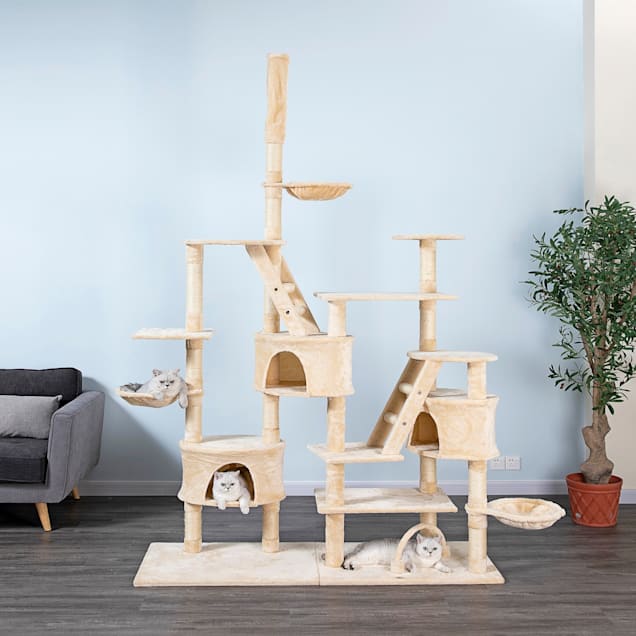 Go Pet Club Beige 106 Cat Tree with Ladders Condos and Side Baskets Petco