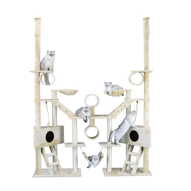 Go Pet Club Beige 106" Cat Tree with Ladders, Ropes, and Side Baskets - Carousel image #1