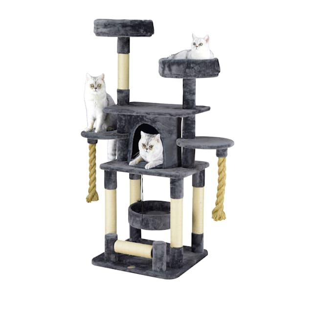 Go Pet Club Grey 57.5" Cat Tree with Two Jungle Ropes - Carousel image #1