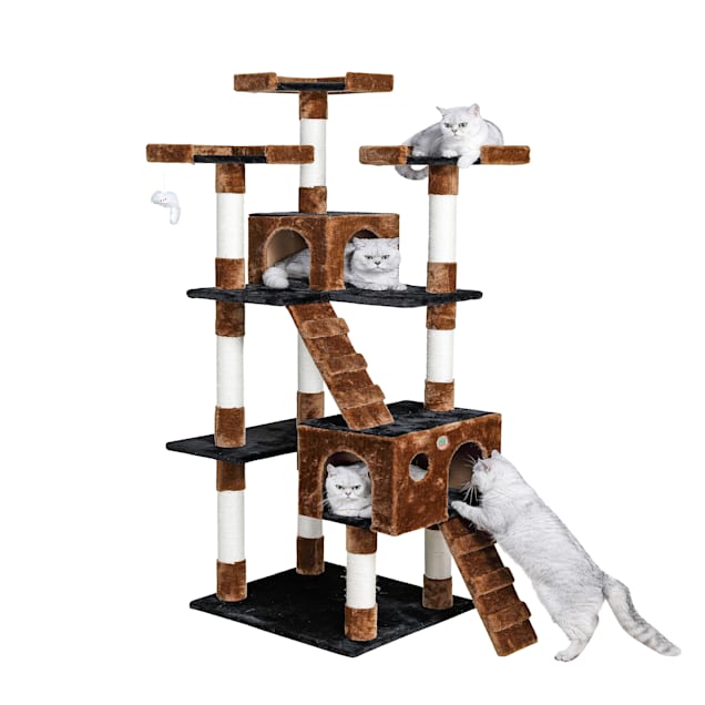 Go Pet Club Black and Brown 72"Cat Tree Condo with Two Ladders Petco