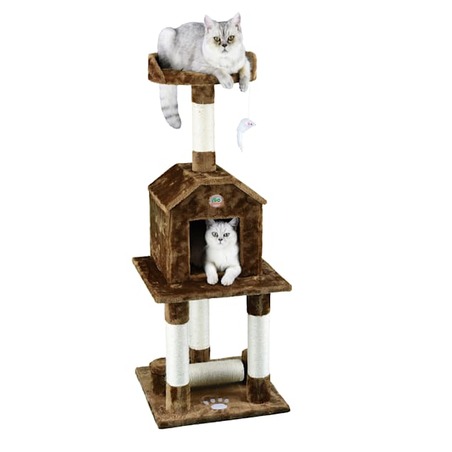 Go Pet Club Brown 45" Cat Tree Condo with Dangling Toy - Carousel image #1
