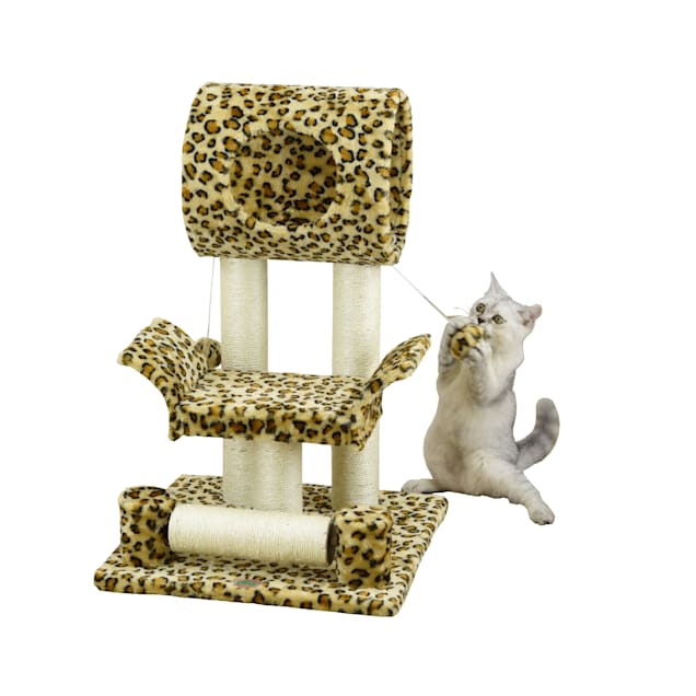 Go Pet Club 28" Cat Tree with Round House, Leopard Print Petco