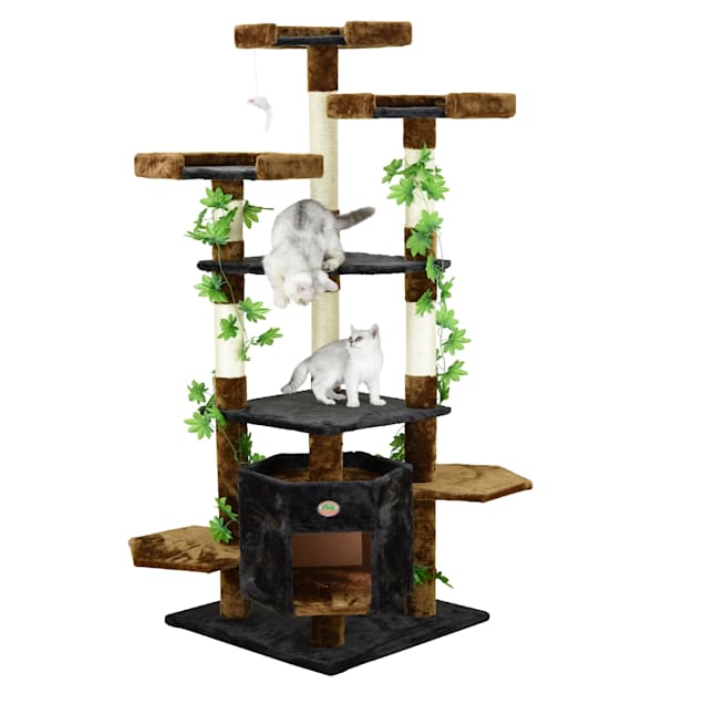 Go Pet Club Black and Brown 67" Forest Cat Condo with Side Perches - Carousel image #1