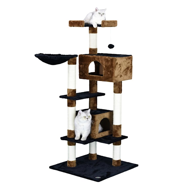Go Pet Club Black and Brown 61" Cat Tree Condo with Side Basket - Carousel image #1