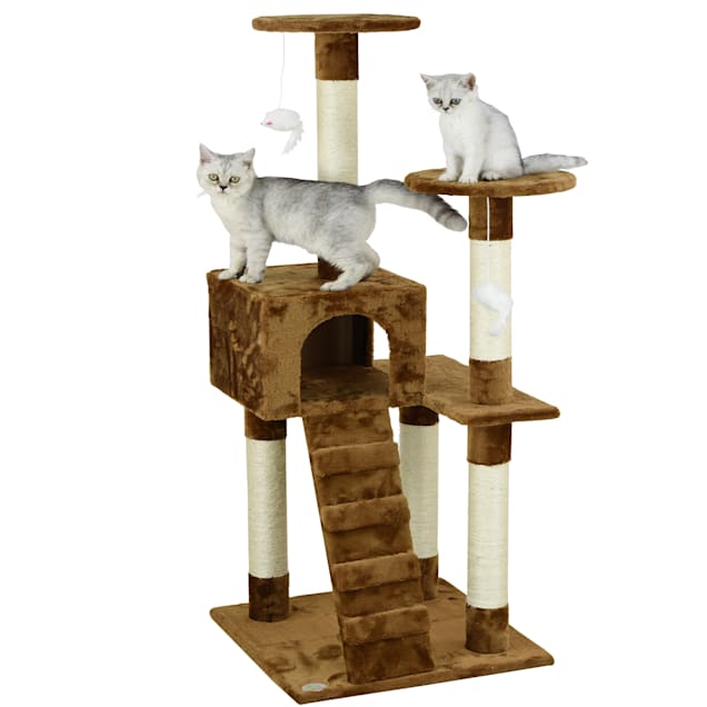 Go Pet Club Brown 52" Cat Tree Condo with Ladder - Carousel image #1