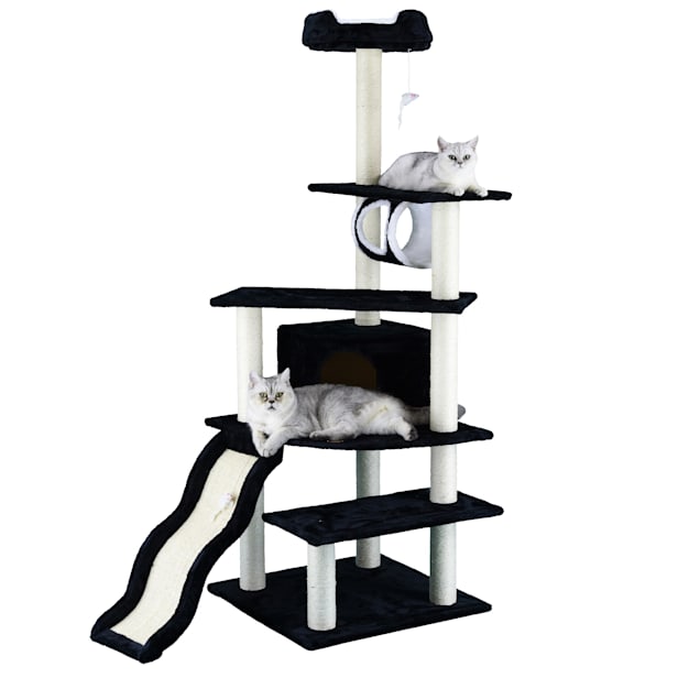 Go Pet Club Black 70" Cat Tree Condo with Ramp Scratching Board - Carousel image #1